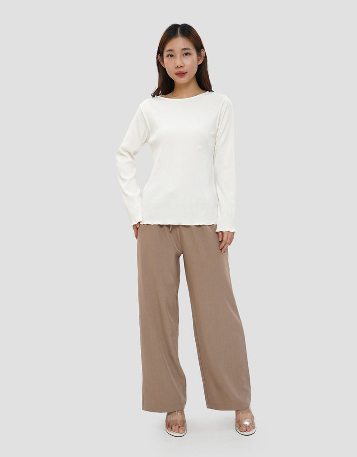 CONNEXION RIB LETTUCE KAOS LENGAN PANJANG WANITA