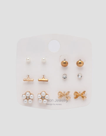 MXM JEWELLERY GIWANG SET MOTIF MIX WITH GOLD WANITA