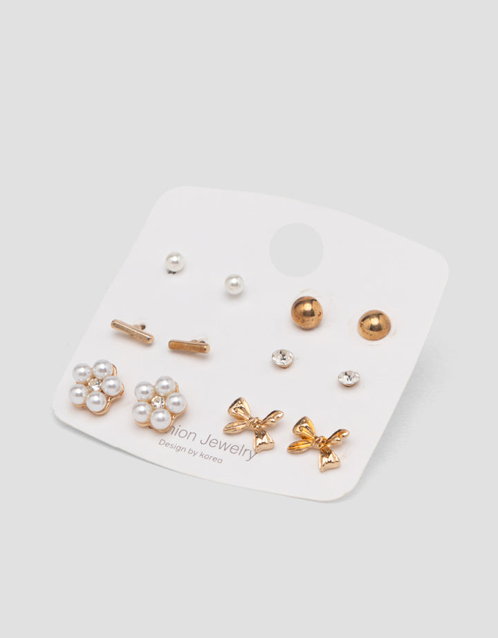MXM JEWELLERY GIWANG SET MOTIF MIX WITH GOLD WANITA