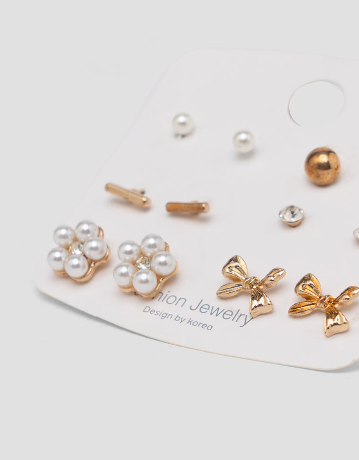 MXM JEWELLERY GIWANG SET MOTIF MIX WITH GOLD WANITA