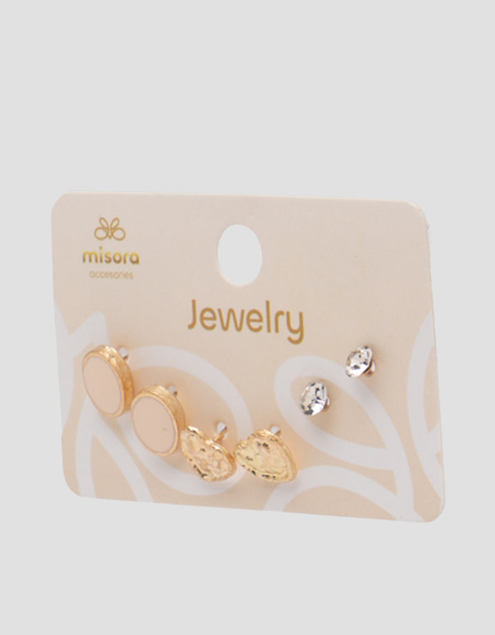 MXM JEWELLERY GIWANG SET MOTIF MIX WITH GOLD WANITA