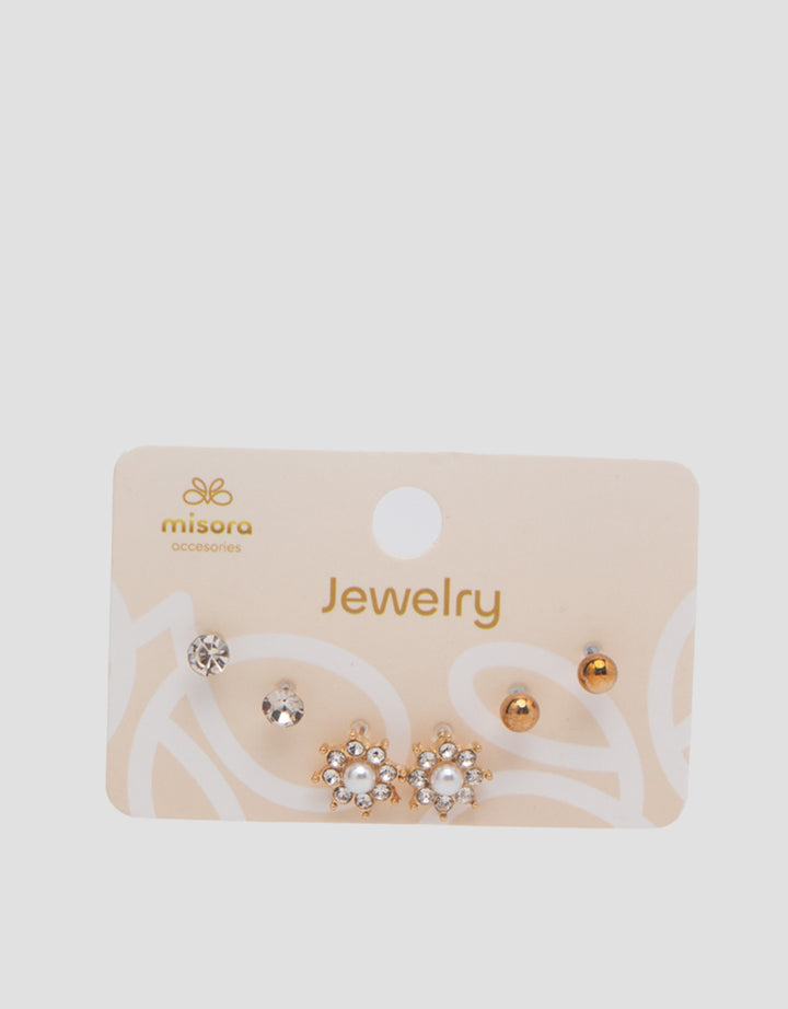 MXM JEWELLERY GIWANG SET MOTIF MIX WITH GOLD WANITA