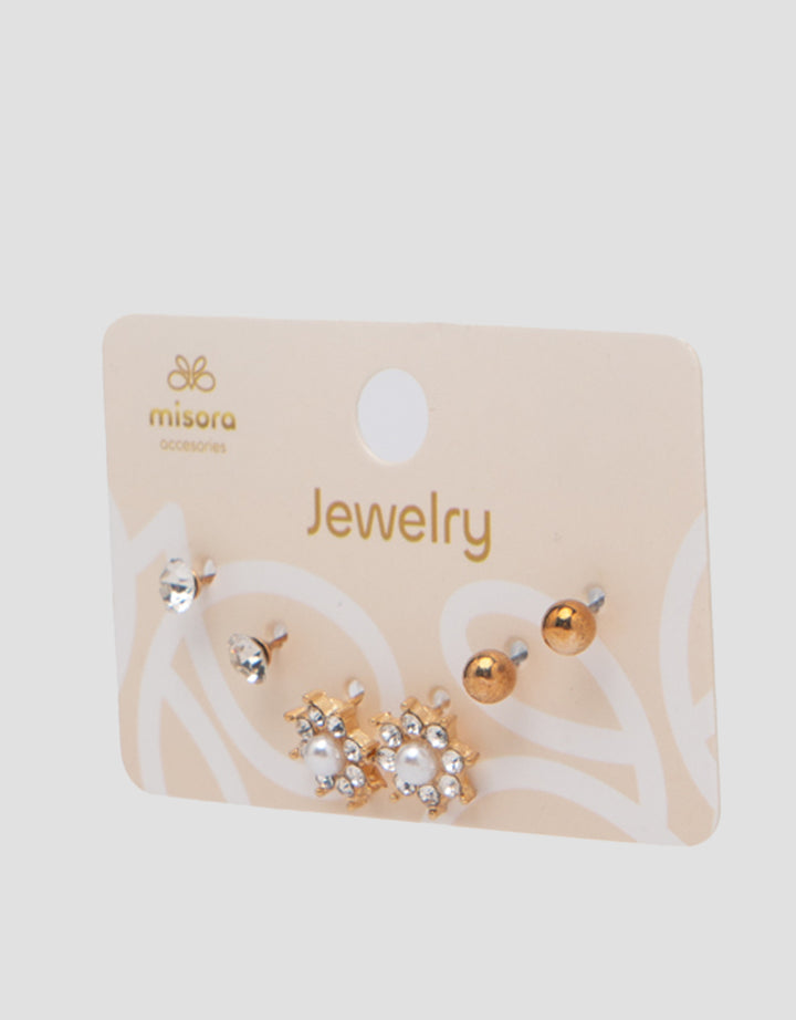 MXM JEWELLERY GIWANG SET MOTIF MIX WITH GOLD WANITA