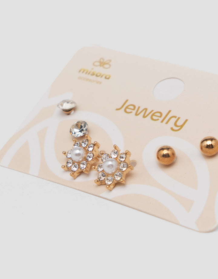 MXM JEWELLERY GIWANG SET MOTIF MIX WITH GOLD WANITA