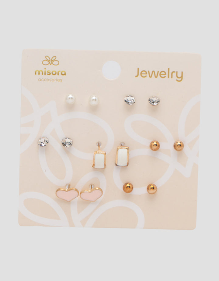 MXM JEWELLERY GIWANG SET MOTIF MIX WITH GOLD WANITA