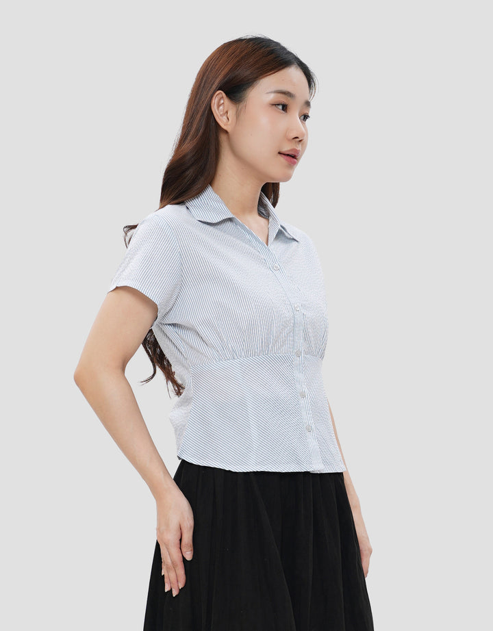 NEVADA STITCH STRIPE KEMEJA WANITA