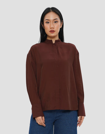 ANNISA MANDARIN COLLAR KEMEJA LENGAN PANJANG WANITA