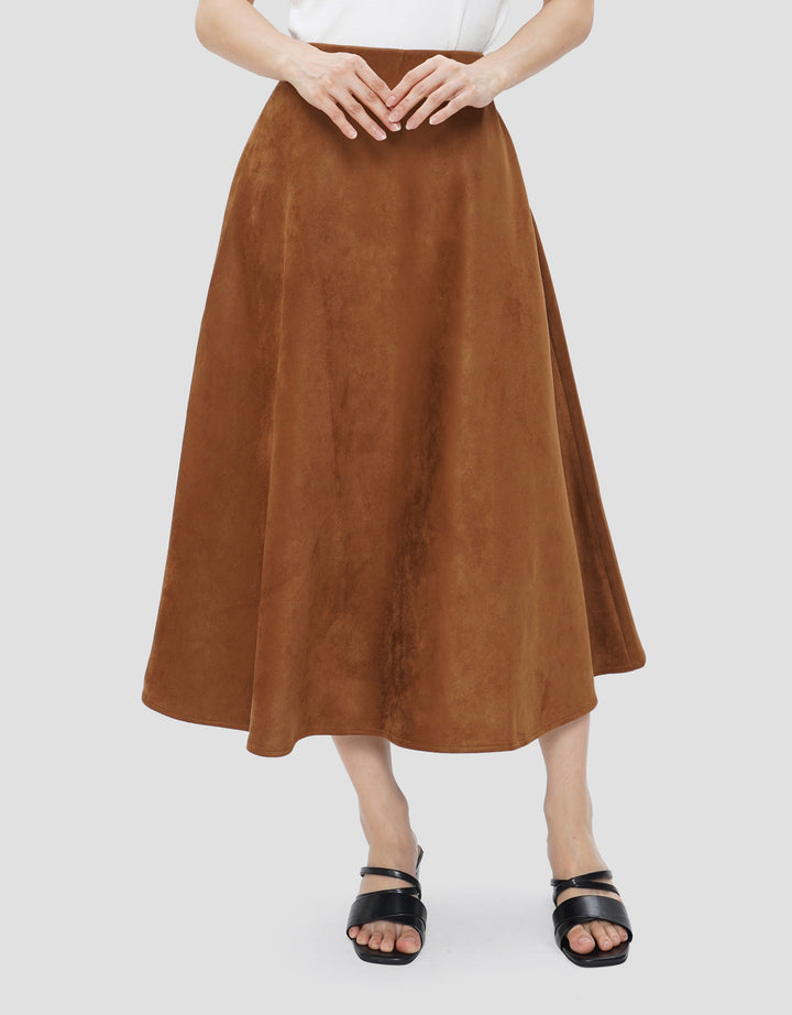 SUKO FLARE SUEDE ROK MIDI WANITA