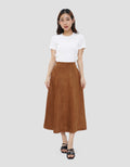 SUKO FLARE SUEDE ROK MIDI WANITA