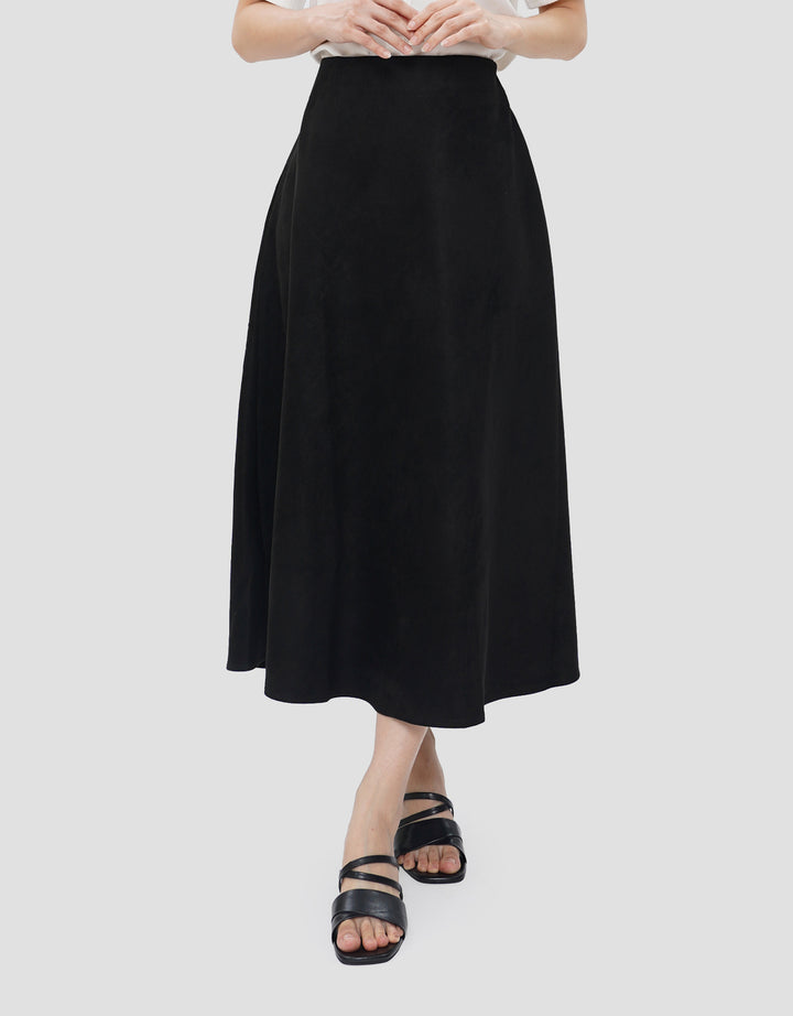 SUKO FLARE SUEDE ROK MIDI WANITA