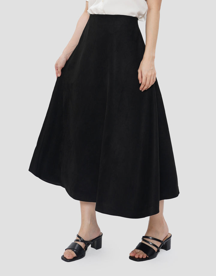 SUKO FLARE SUEDE ROK MIDI WANITA