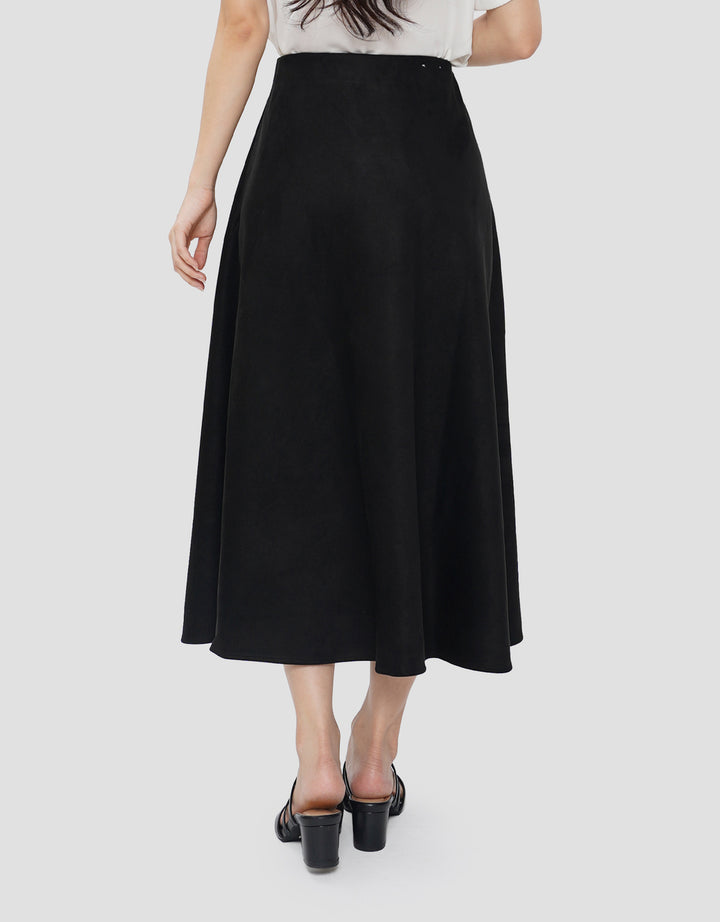 SUKO FLARE SUEDE ROK MIDI WANITA