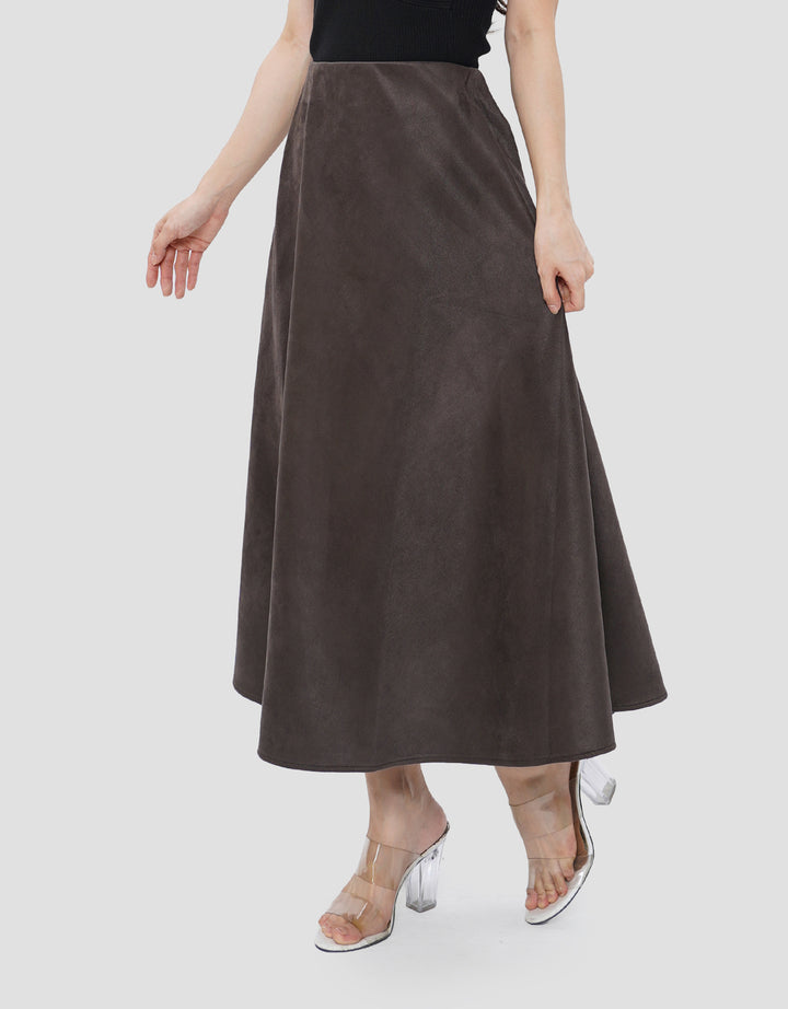 SUKO FLARE SUEDE ROK MIDI WANITA