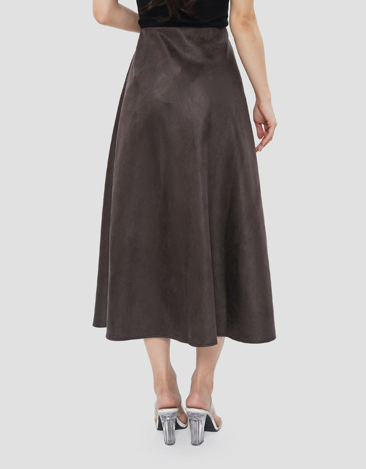 SUKO FLARE SUEDE ROK MIDI WANITA