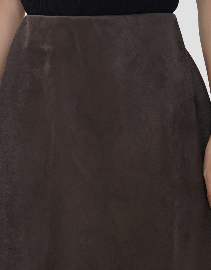 SUKO FLARE SUEDE ROK MIDI WANITA