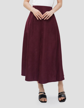 SUKO FLARE SUEDE ROK MIDI WANITA