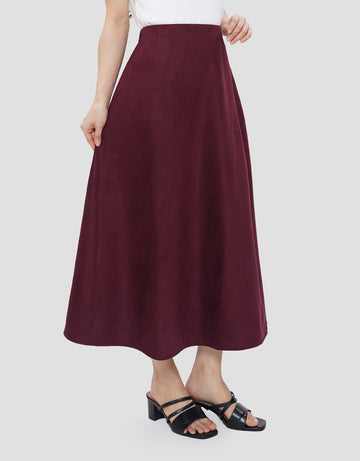 SUKO FLARE SUEDE ROK MIDI WANITA