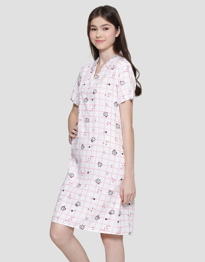Disney Marie Milk Midi Dress Lengan Pendek Wanita –