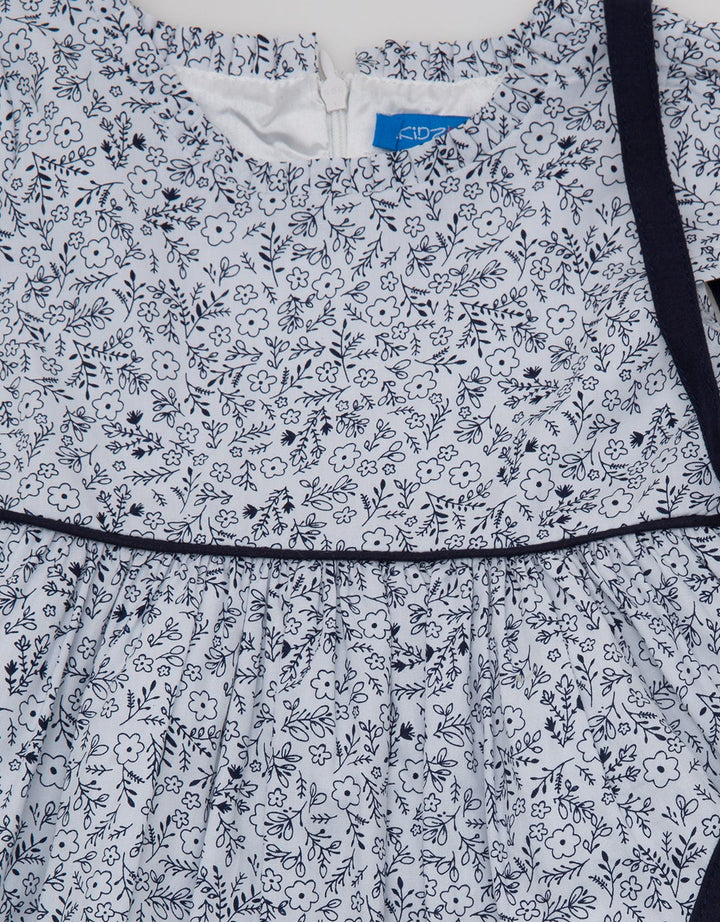 Kidz Too Short Sleeve Midi Dress Ruffle Neck Sleeve Meow Bag