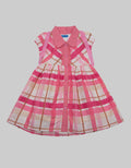 Kidz Too Short Sleeve Midi Dress Kotak Kancing Depan Tas Pundak