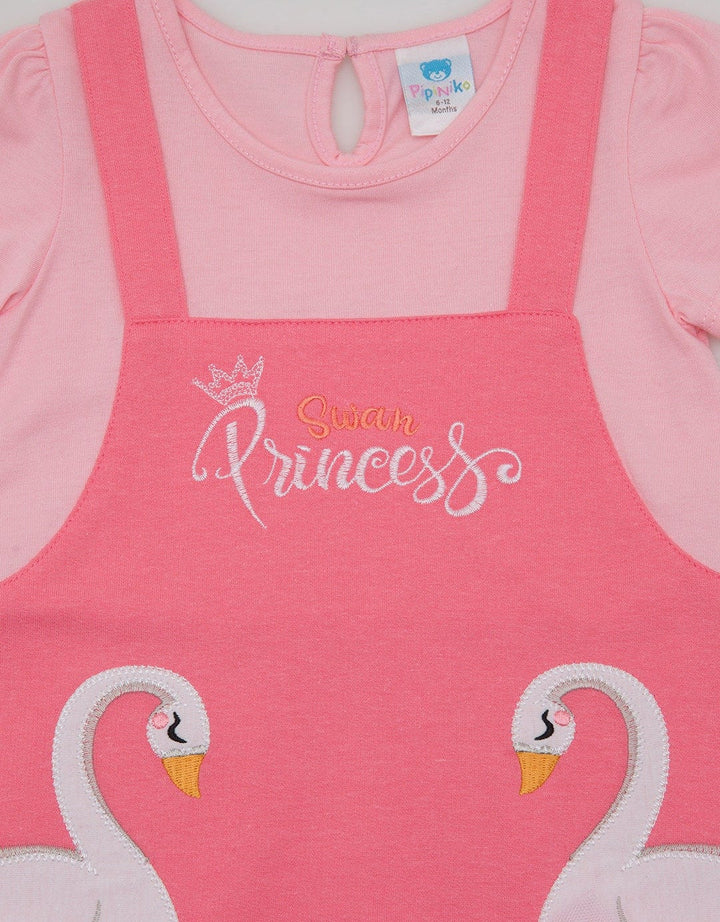 Pipiniko Short Sleeve Midi Dress Overall Swan Prince Short Sleeve