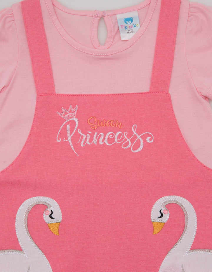 Pipiniko Short Sleeve Midi Dress Overall Swan Prince Short Sleeve