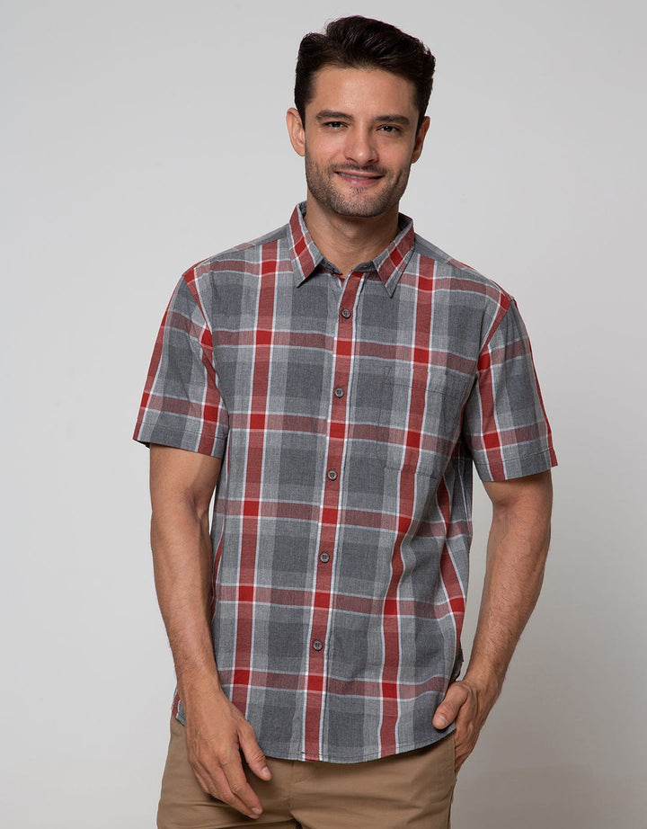 Gab's Short Sleeve Plaid Motif Shirt