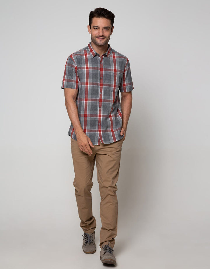 Gab's Short Sleeve Plaid Motif Shirt