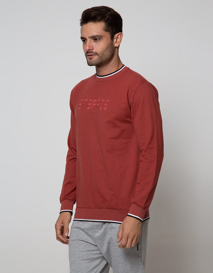 Details Sweatshirt Jumper Round Neck Embro List On Rib
