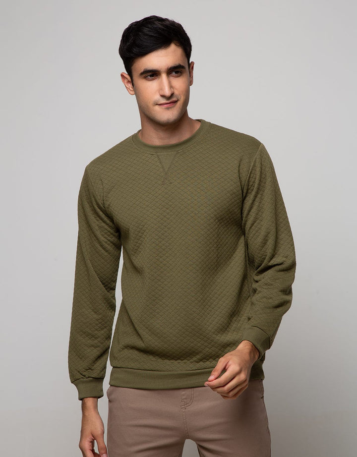 Details Sweatshirt Jumper Round Neck Bubbling Texture