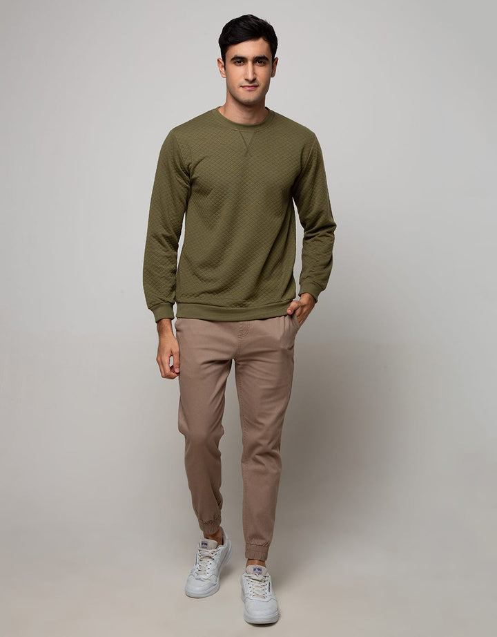 Details Sweatshirt Jumper Round Neck Bubbling Texture