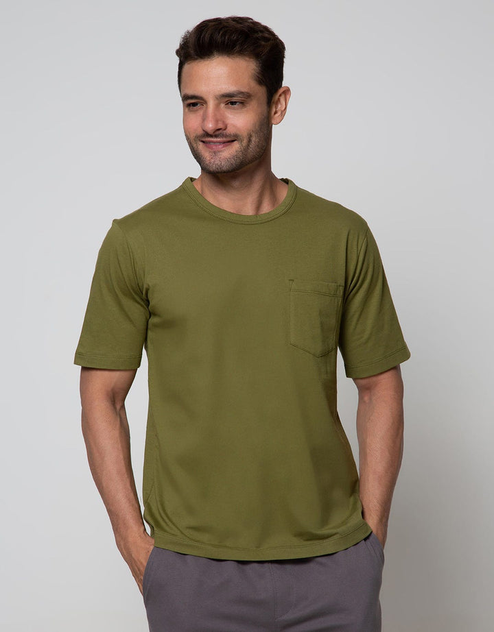 Cole Short Sleeve T-Shirt Lounge Top Solid Pocket 1