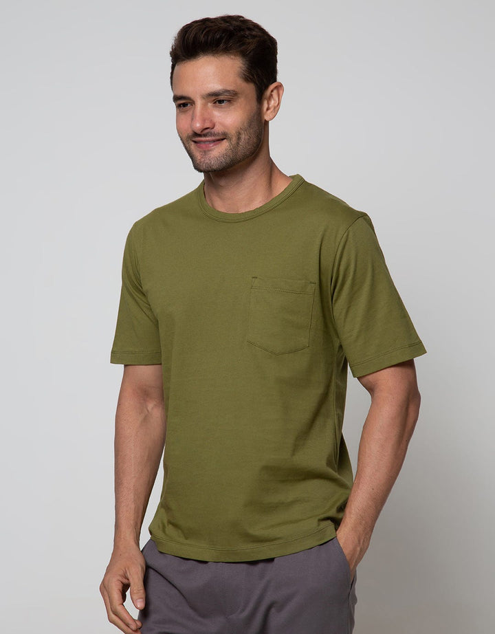 Cole Short Sleeve T-Shirt Lounge Top Solid Pocket 1
