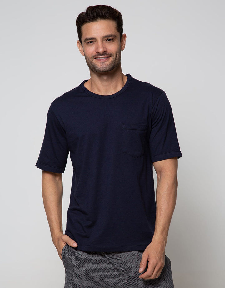 Cole Short Sleeve T-Shirt Lounge Top Solid Pocket 1