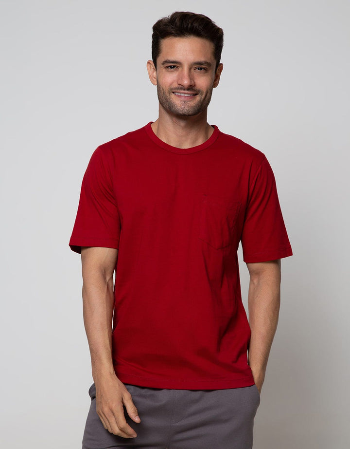 Cole Short Sleeve T-Shirt Lounge Top Solid Pocket 1