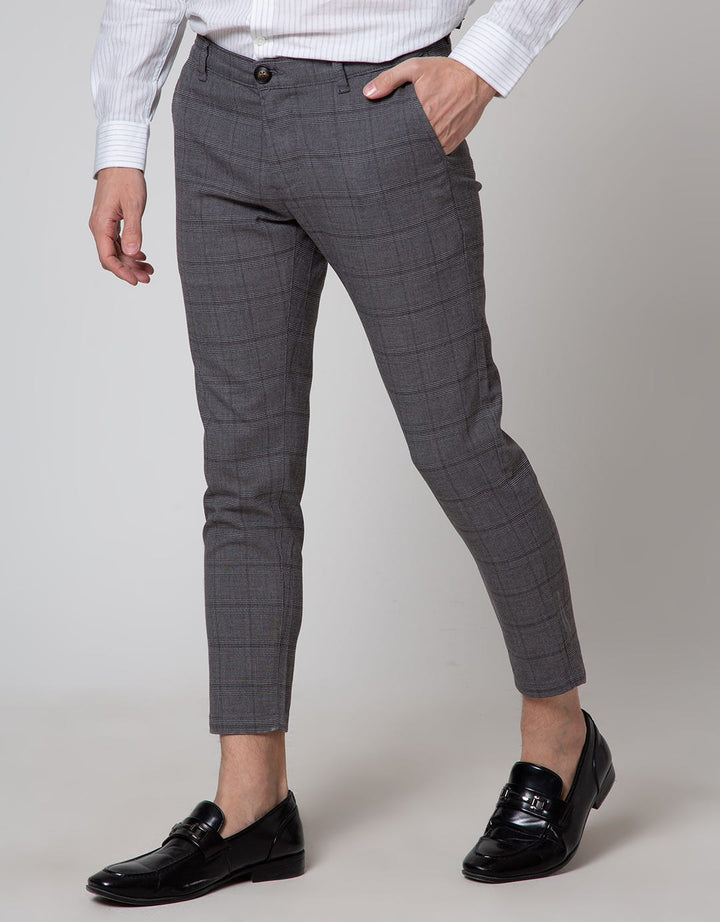 Andrew Smith Plaid Formal Celana Panjang Pria