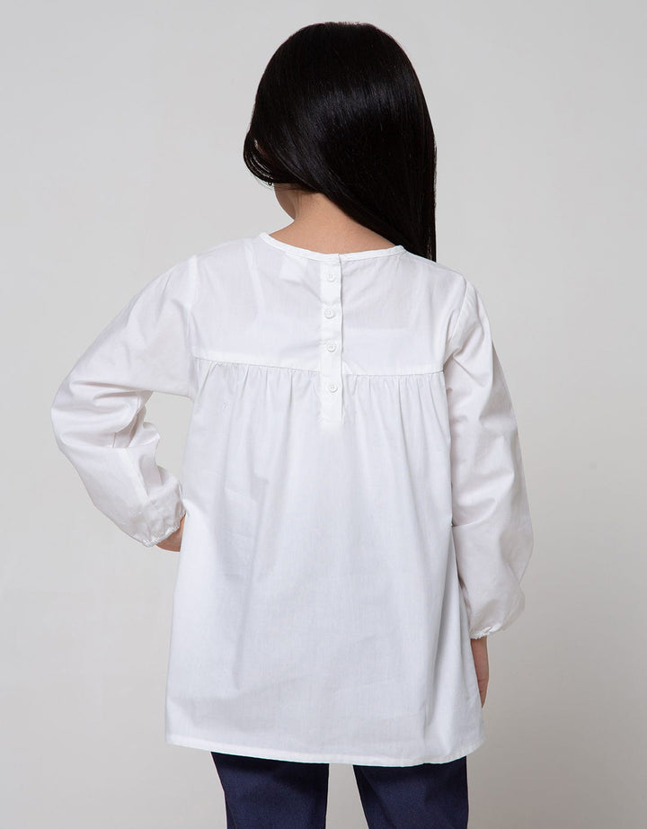 Little M Long Sleeve Shirt Embro Flower Butterfly