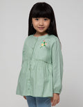 Little M Long Sleeve Shirt Blouse Dobby Kerah Ruffle Bordir