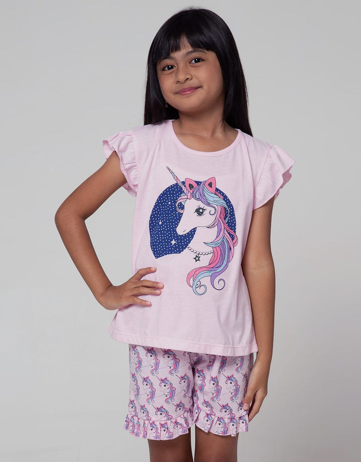 Little M Top - Bottom Set Tee Short Unicorn