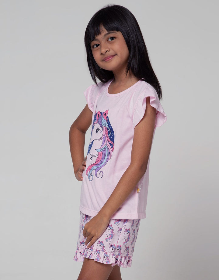 Little M Top - Bottom Set Tee Short Unicorn