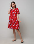 Nevada Short Sleeve Midi Dress Christmas Cat