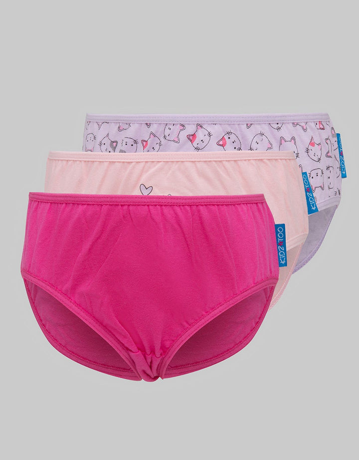 Kidz Too Brief Pack 3 Underwear Girls Cat Love