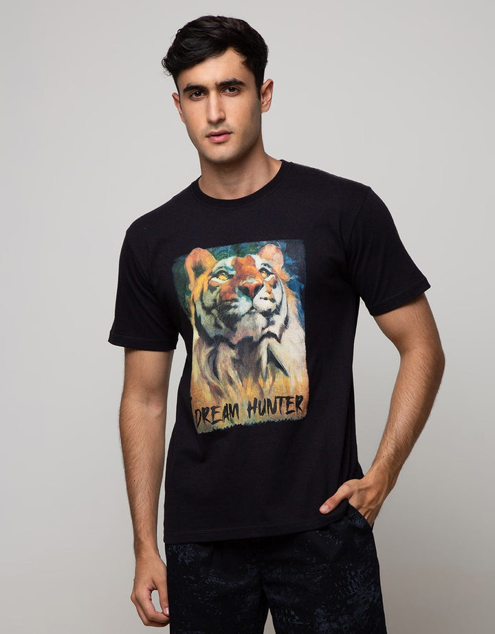 T Zone Short Sleeve T-Shirt Fotoprint Animal Dream Hunter