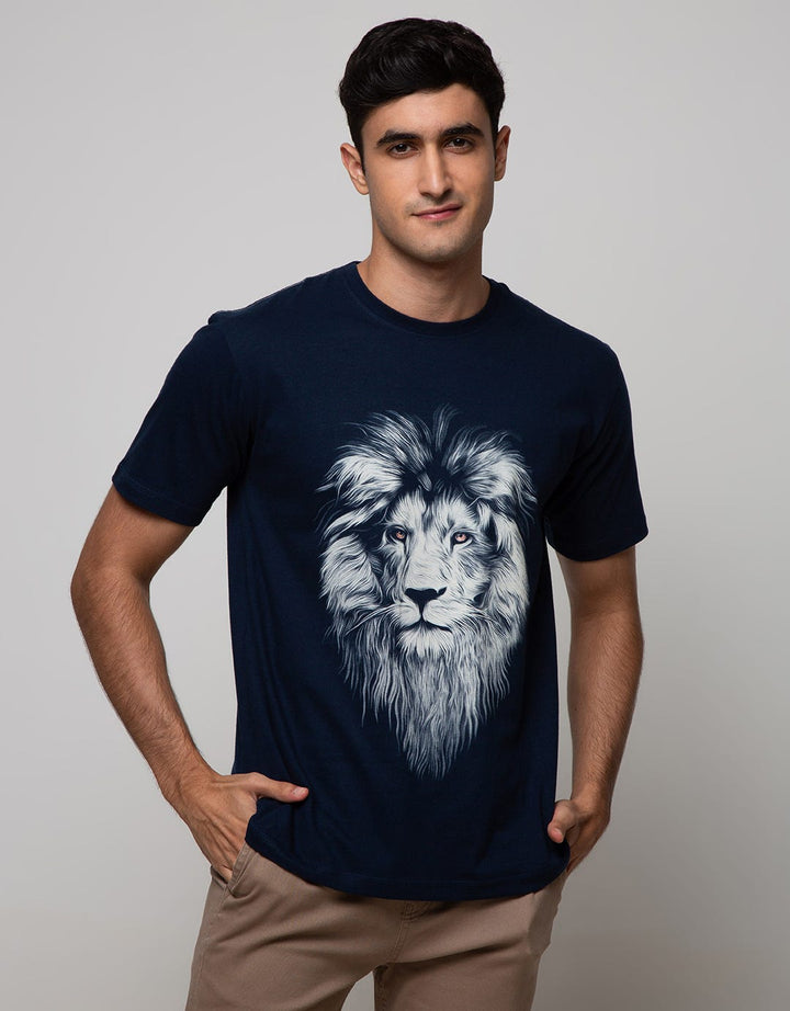 T Zone Short Sleeve T-Shirt Photoprint Animal Lion