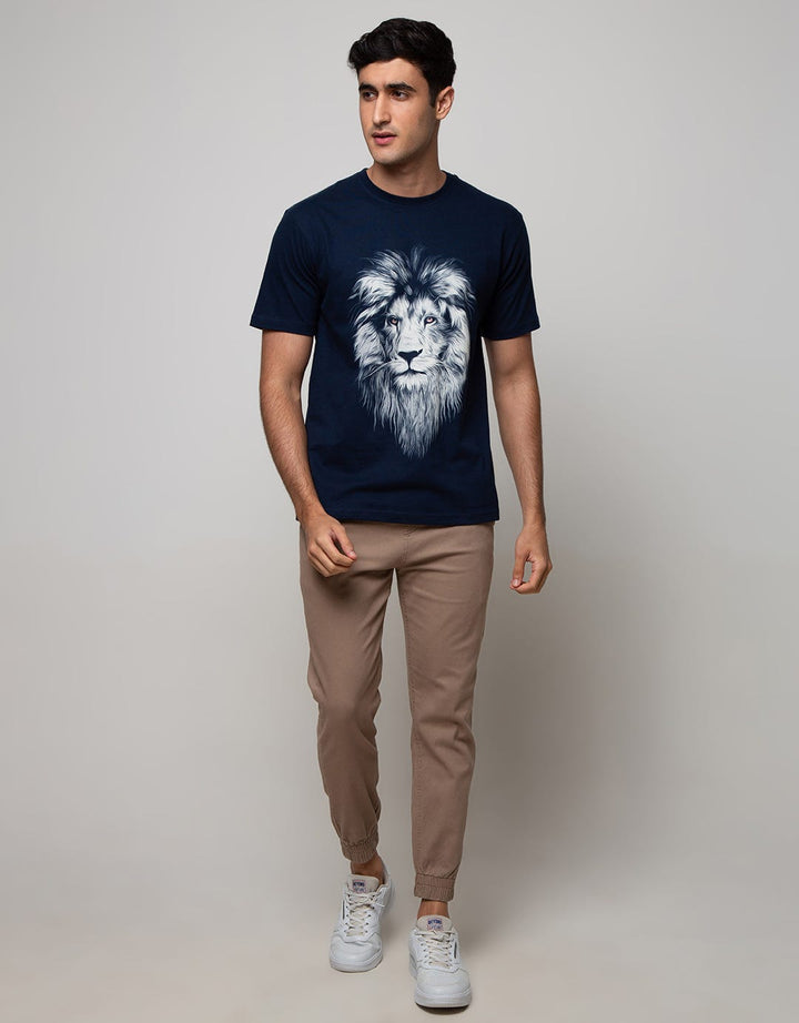 T Zone Short Sleeve T-Shirt Photoprint Animal Lion