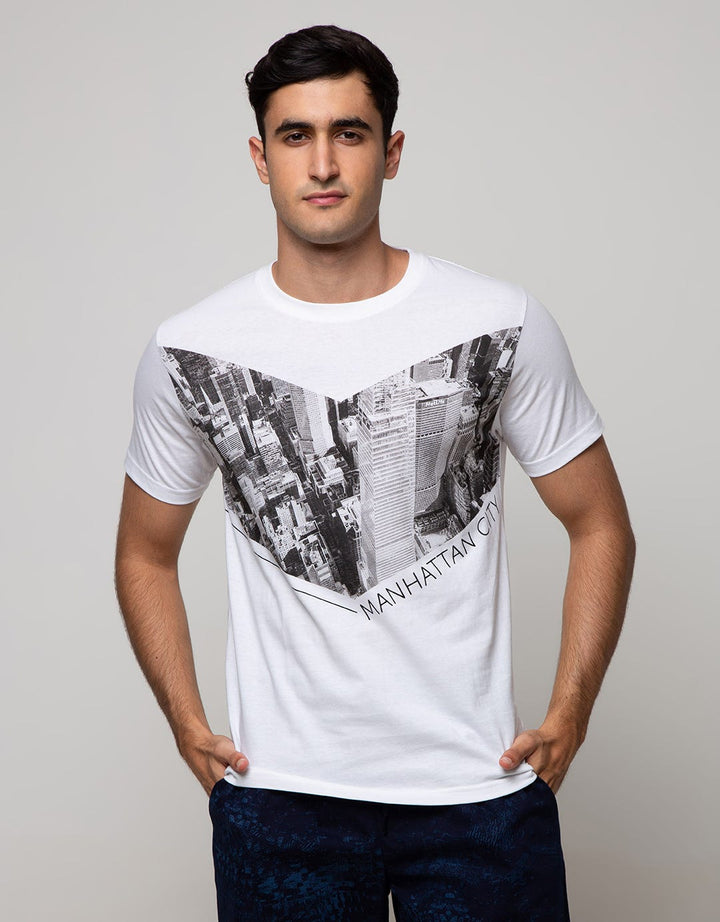 T Zone Short Sleeve T-Shirt Photoprint City Cevron Graphic
