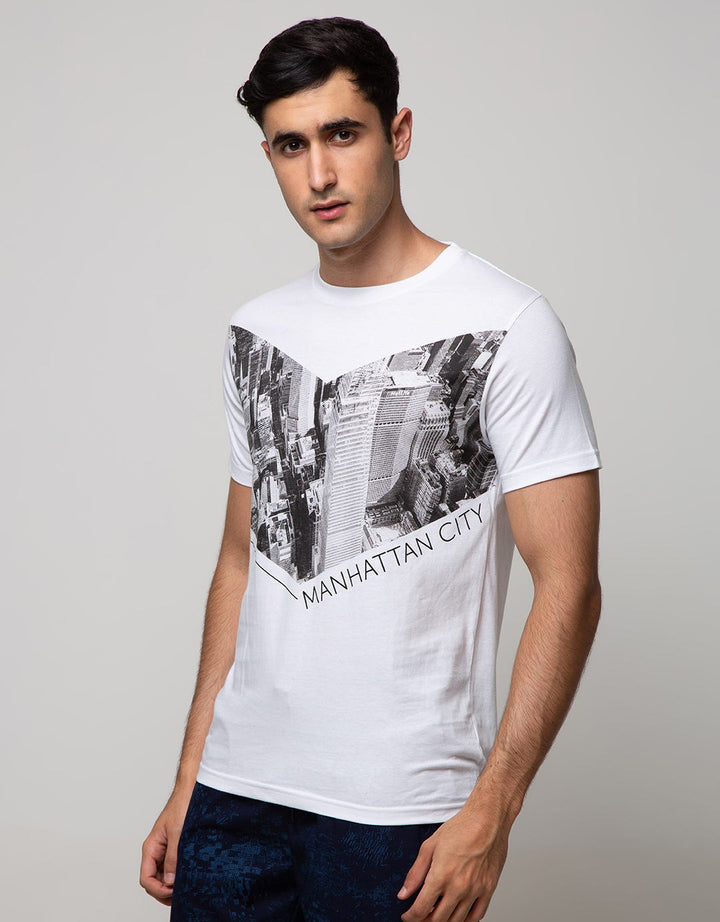 T Zone Short Sleeve T-Shirt Photoprint City Cevron Graphic