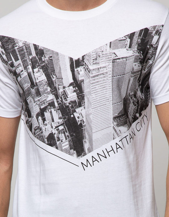 T Zone Short Sleeve T-Shirt Photoprint City Cevron Graphic
