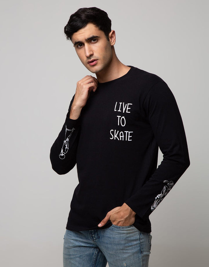 T Zone Long Sleeve T-Shirt Print Live To Skate