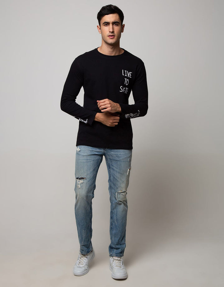 T Zone Long Sleeve T-Shirt Print Live To Skate